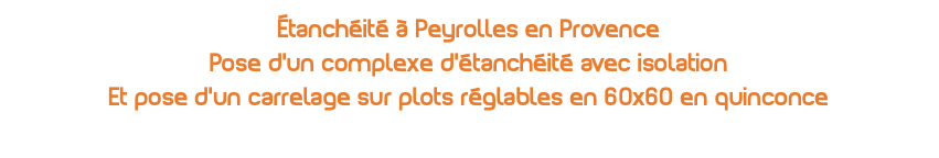 Étanchéité à Peyrolles en Provence Pose d'un complexe d'étanchéité avec isolation Et pose d'un carrelage sur plots réglables en 60x60 en quinconce 